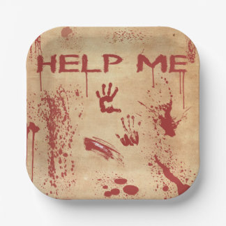 Blutiger Handabdruck Blutverschmierte Halloween Pappteller