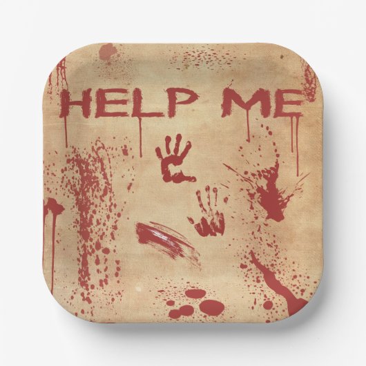 Blutiger Handabdruck Blutverschmierte Halloween Pappteller (Vorderseite)