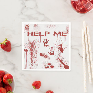 Blutiger Handabdruck Blutverschmierte Halloween Serviette