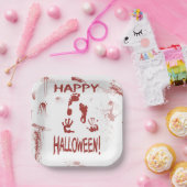 Blutiger Handabdruck Frohes Halloween Pappteller (Party)