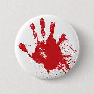 Blutiger Handprint Knopf Button