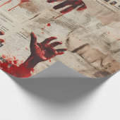 Blutiger Zeitungdruck Geschenkpapier (Ecke)