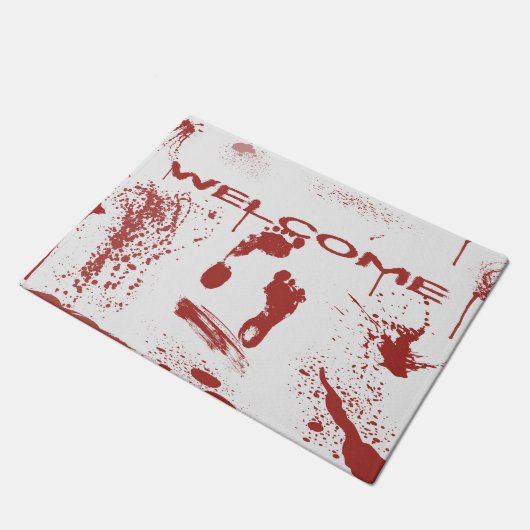 Blutiges Abdruck-Blut Splattered Halloween Fußmatte (Schrägansicht)