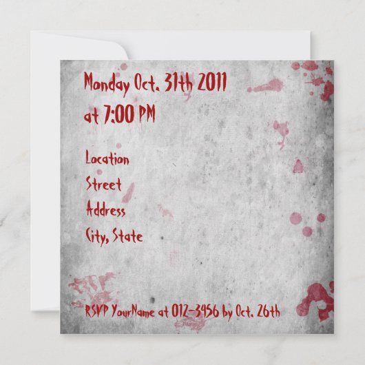 Blutiges Handprint Halloween Einladung (Rückseite)