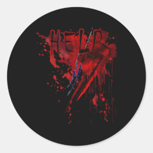 Blutiges Hemd Hilfe Blutspritzer Halloween Blut Fl Runder Aufkleber