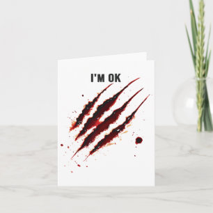 Blutiges Hemd Mir geht's gut Blut Spritzer Zerriss Karte