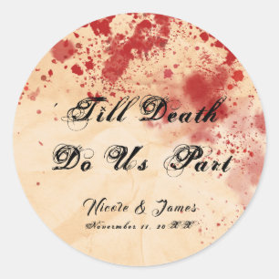 Blutiges Vintage-Papier-Halloween-Gothic-Hochzeit Runder Aufkleber