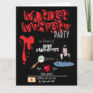 Blutiges WhoDunIt-Escape-Room Einladung Postkart