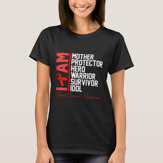 Blutkrebs-Bewusstsein Ich bin Mutter Heldenkrieger T-Shirt (Vorderseite)