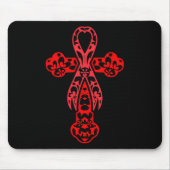 Blutkrebs-Bewusstsein Kreuz Gott roter Ribbon-Glau Mousepad (Vorne)