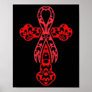 Blutkrebs-Bewusstsein Kreuz Gott roter Ribbon-Glau Poster