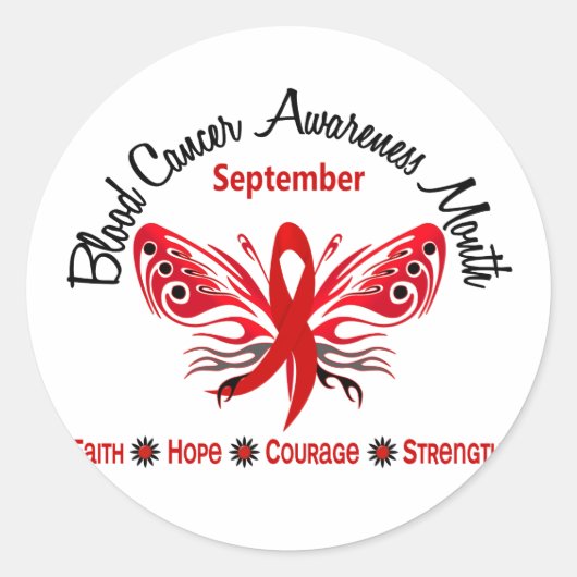 Blutkrebs-Bewusstsein Monat Schmetterling 3.2 Runder Aufkleber (Vorderseite)