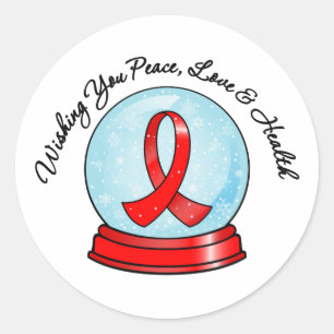 Blutkrebs-Ribbon frohe Weihnachtsschneeflobe Runder Aufkleber