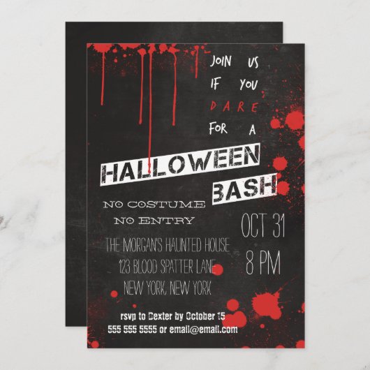 Blutkreislauf-Spritzer-Halbpension Cooles Hallowee Einladung (Vorne/Hinten)