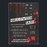 Blutkreislauf-Spritzer-Halbpension Cooles Hallowee Einladung<br><div class="desc">Halloween-Party laden mit viel Blut Spritzer und coolen Schriftart auf einem Chalkboard Hintergrund.</div>
