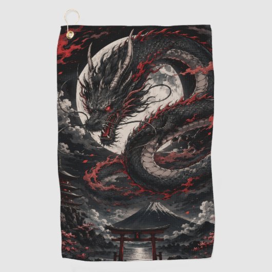 Blutmond-Drache Golfhandtuch (Vorderseite)