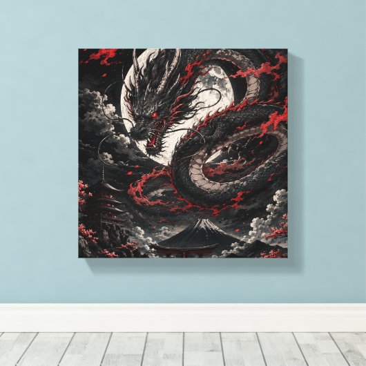 Blutmond-Drache Leinwanddruck (Insitu (Holzboden))