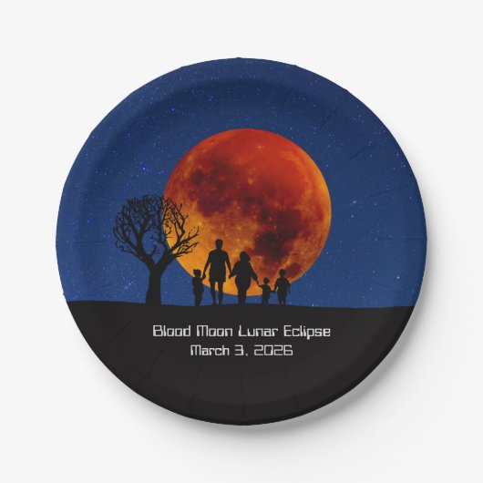 Blutmond Mondfinsternis 2026 Pappteller (Vorderseite)
