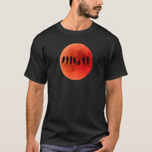 Blutmond Mondfische Eclipse Vögel auf der Silhouet T-Shirt
