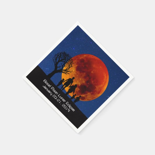 Blutmond-Mondflugbahn 2019 Serviette (Ecke)