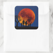 Blutmond-Mondseelenfamilie Quadratischer Aufkleber (Tasche)