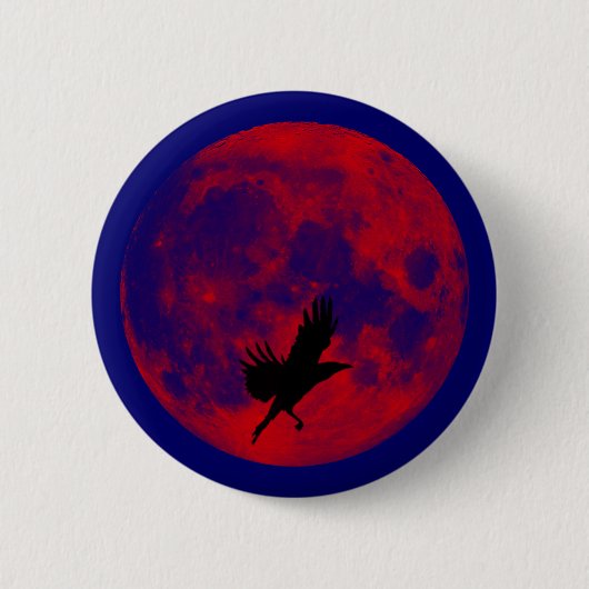 Blutmond Rabe blood moon raven Button (Vorderseite)