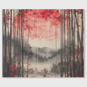 Blutmond Sakura-Tuschewaschung (1) Geschenkpapier (Flach)