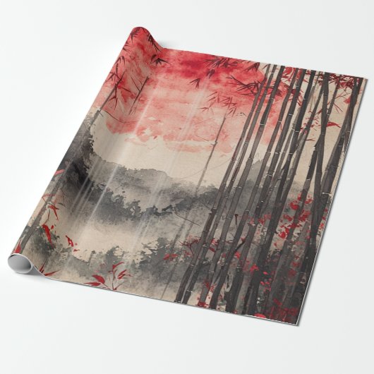 Blutmond Sakura-Tuschewaschung (1) Geschenkpapier (Ungerollt)