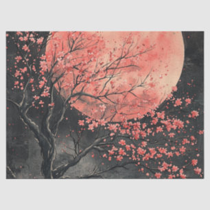 Blutmond Sakura-Tuschewaschung (2) Seidenpapier