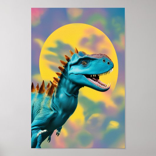 Blutmond T-Rex Illustration, Jurassic Dinosaurier Poster (Vorne)