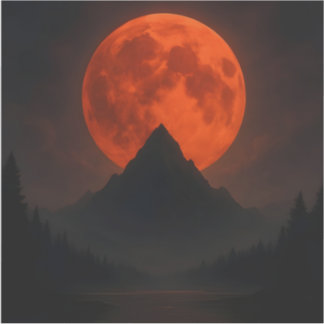 Blutmond über Bergaufkleber Aufkleber
