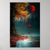 Blutmond über dem Herbstsee - Mystischer Fall Poster (Vorne)