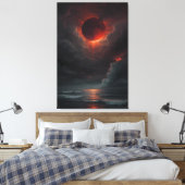 Blutmond über der stürmischen See Leinwanddruck (Insitu (Schlafzimmer))