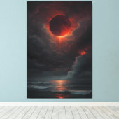 Blutmond über der stürmischen See Leinwanddruck (Insitu (Holzboden))
