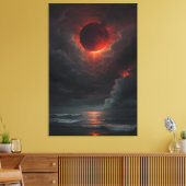Blutmond über der stürmischen See Leinwanddruck (Insitu (Wohnzimmer))