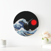 Blutmond und die große Welle vor Kanagawa Große Wanduhr (Zuhause)