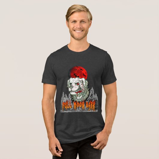 Blutmondrinde - Zombie Hund Halloween-Shirt Tri-Blend Shirt (Vorderseite voll)