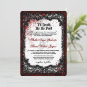 Blutplattiertes Halloween-Hochzeitsrezeption INFO Einladung (Stehend Vorderseite)