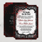 Blutplattiertes Halloween-Hochzeitsrezeption INFO Einladung (Vorne/Hinten)
