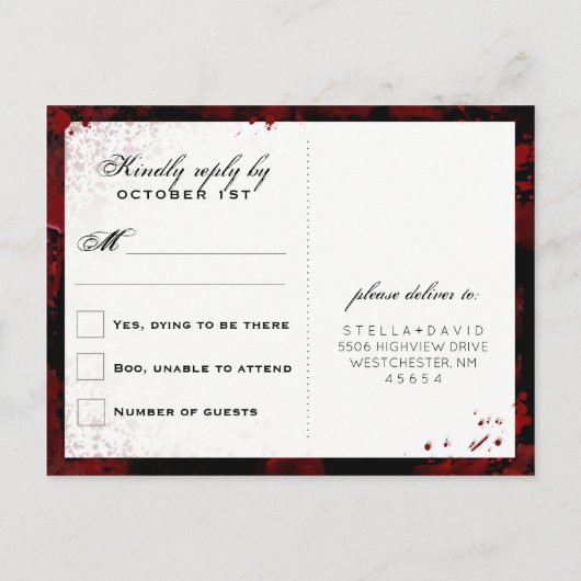 Blutplattiertes Halloween Matching UAWG PostCard Einladungspostkarte (Rückseite)