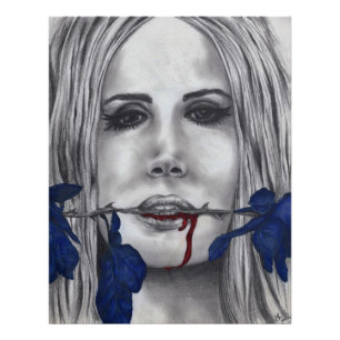 Blutrosen Vampir Frau Goth Horror Fantasy Kunst Fotodruck