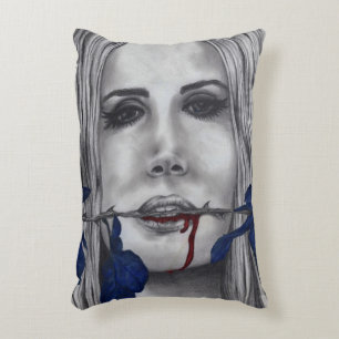 Blutrosen Vampir Frau Goth Original Kunst Zierkissen