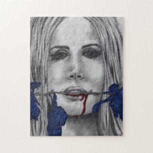 Blutrosen Vampirfrau Goth Horror Fantasy Kunst Puzzle