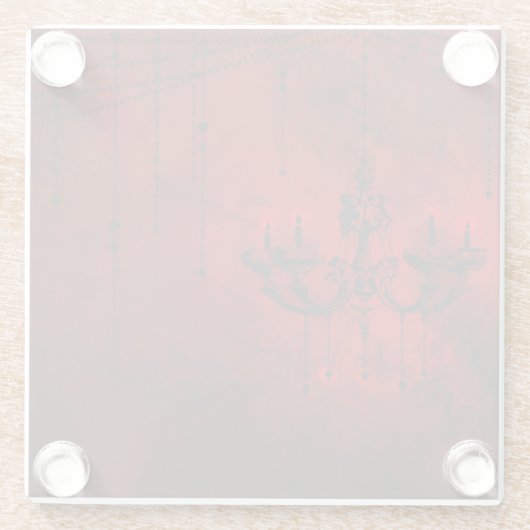 Blutroter Leuchter-Vampirs-dunkelrotes Schwarzes Glasuntersetzer (Rückseite)