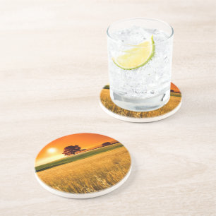 Blutroter Sonnenuntergang Sandstein Untersetzer