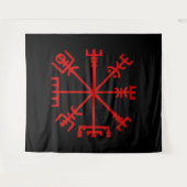 Blutroter Vegvísir (Viking Kompass) Wandteppich (Vorderseite (Horizontal))