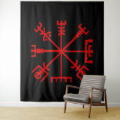 Blutroter Vegvísir (Viking Kompass) Wandteppich (Beispiel)