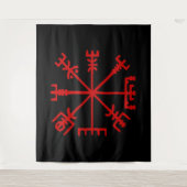 Blutroter Vegvísir (Viking Kompass) Wandteppich (Vorderseite)