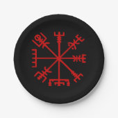 Blutrotes Vegvísir (Viking-Kompass) Pappteller (Vorderseite)