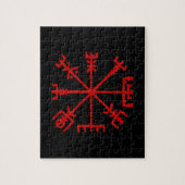 Blutrotes Vegvísir (Viking-Kompass) Puzzle (Vertikal)